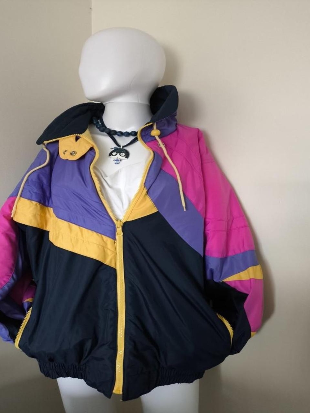 Vintage 90s Andy Johns Fleece-Lined Colorblock Jacket L
